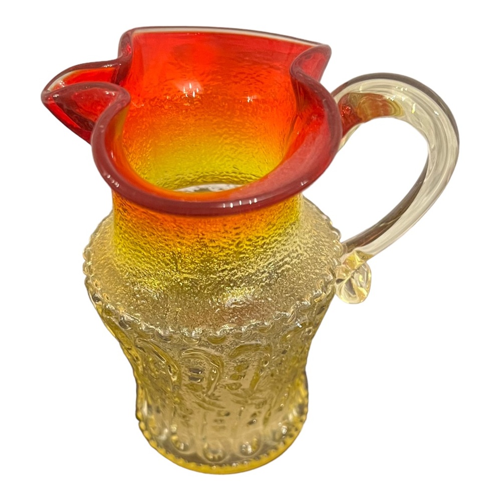 Amberina Kanawha Glass MCM Red Orange Yellow 4” Pitcher Creamer